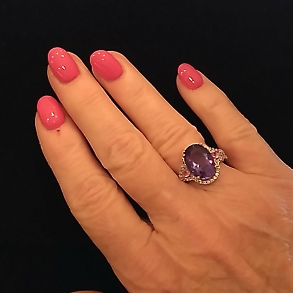 Colleen Lopez 6.79 Fluorite and pink sapphire ring - Picture 4 of 6